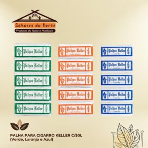 Palha para Cigarro Keller C/50L (Verde, Laranja e Azul)
